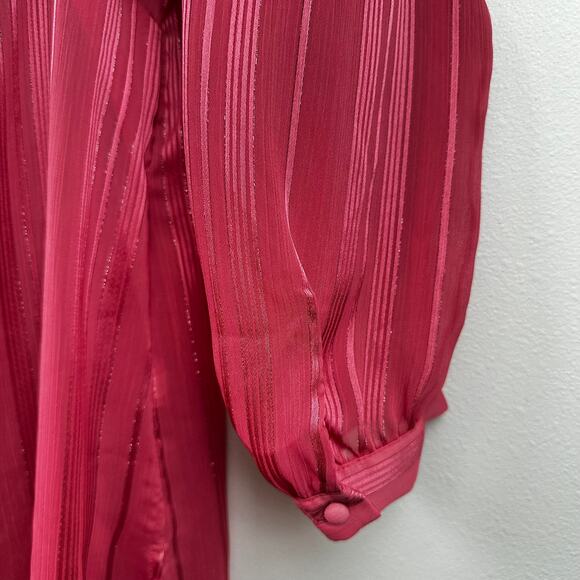 Lane Bryant Blouse Top Long Sleeve Sheer Metallic Thread Relaxed Raspberry 16 - Picture 10 of 15